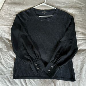 Lilla P Knit Sweater with Satin Balloon sleeves